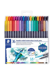 Staedtler Double Ended Water Colour Brush Pen, 36 Pieces, Multicolour