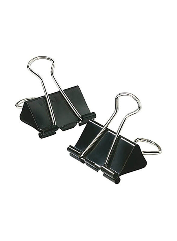 Deluxe Amt Binder Clip Set, 12 Pieces, Black/Silver