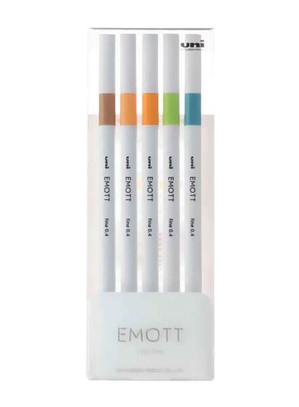 Uniball 5-Piece Emott Fineliner Pens, MI-PEM-SY06-05C, Multicolour