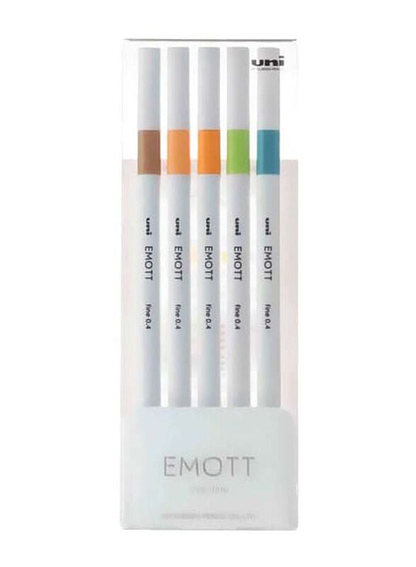 Uniball 5-Piece Emott Fineliner Pens, MI-PEM-SY06-05C, Multicolour