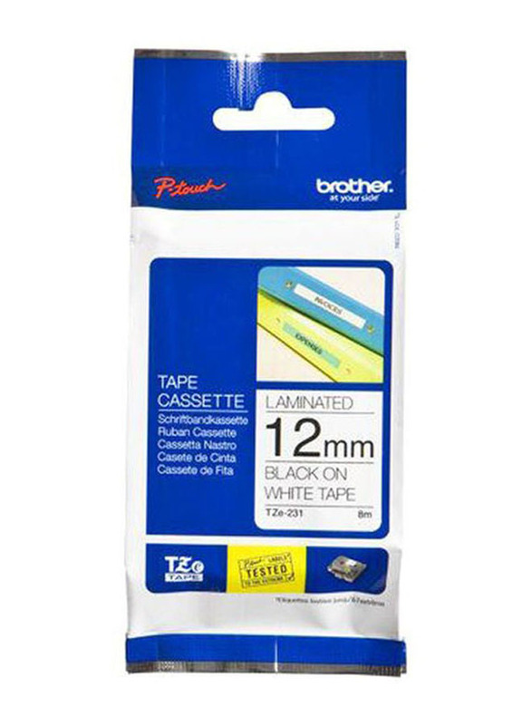 Brother P-Touch Laminated Tape, Black/White