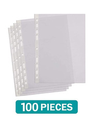 Plastic Punched Pockets A4 Clear Sheet Protectors Paper Pocket Sleeves, 100 Pieces, Clear