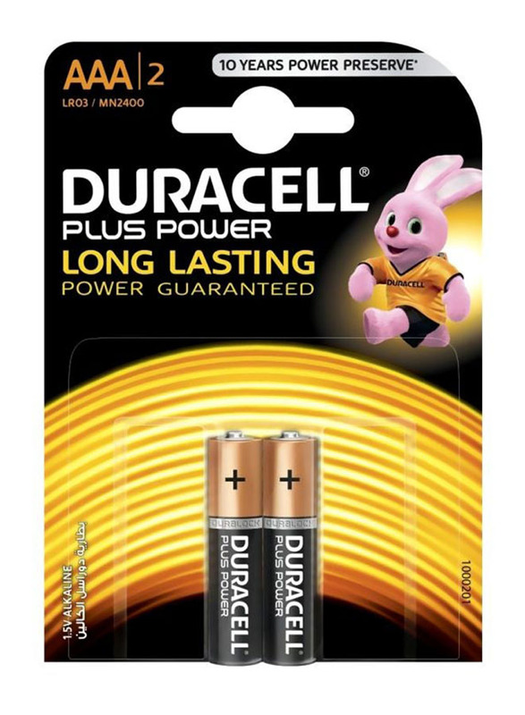 Duracell Plus Power AAA Alkaline Battery Set, 2 Pieces, Black/Gold