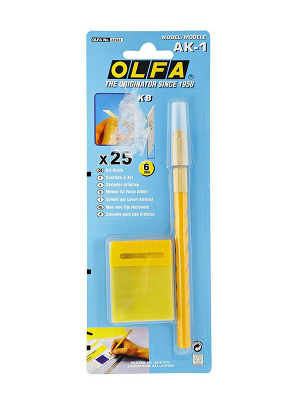 Olfa Art Knife Set, 25 Pieces, Yellow