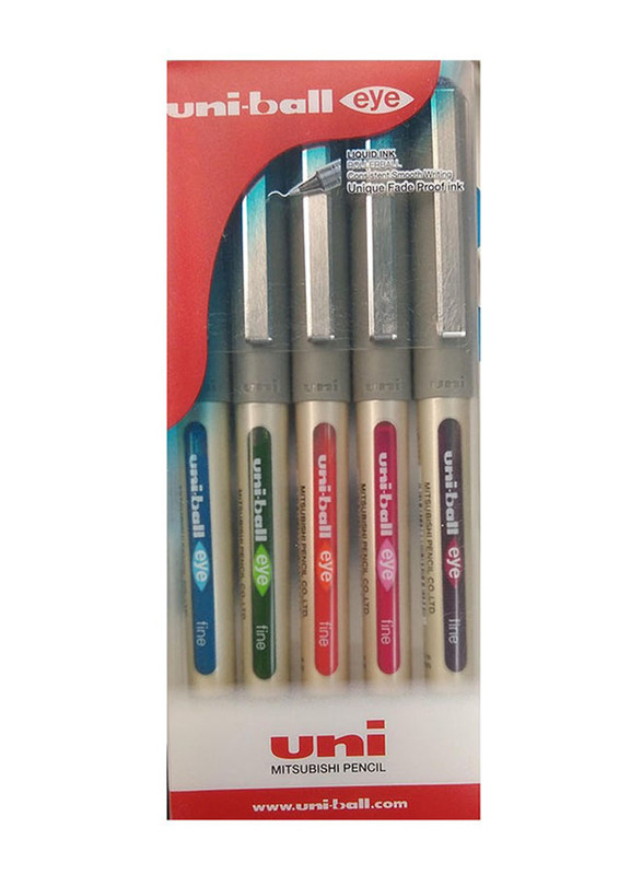 Uniball 5-Piece Eye Fine Rollerball Pen Set, 0.7mm, Multicolour