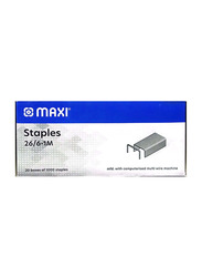 Maxi 26/6-1M Staples, 1000 Pieces, Silver