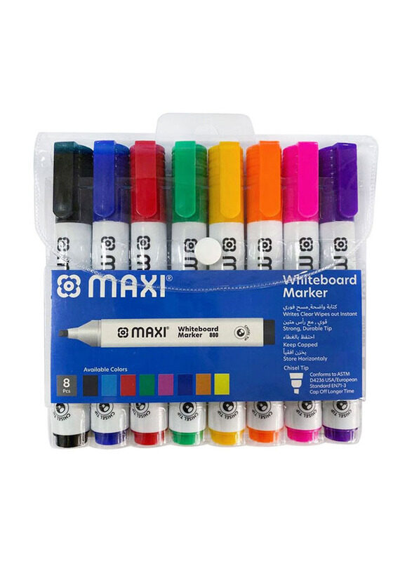 

Maxi 8-Piece White Board Marker Chisel Tip Set, Multicolour