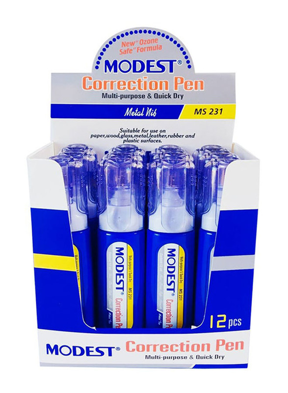 Modest 12-Piece Correction Pen, White/Blue