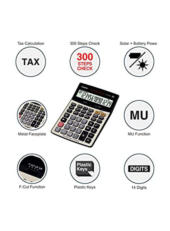 Casio 14-Digit Basic Calculator, DJ-240D Plus, Multicolour