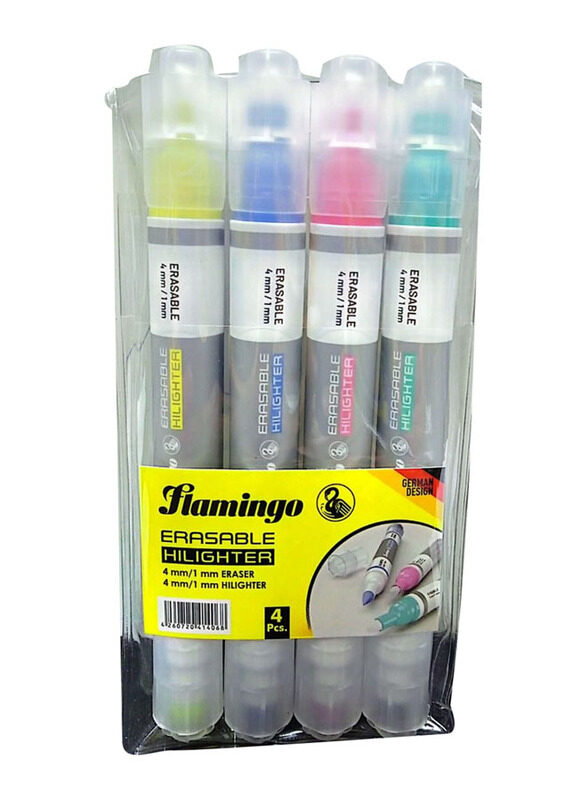 

Flamingo 4-Piece Twin Sided Erasable Hilighter, Multicolour