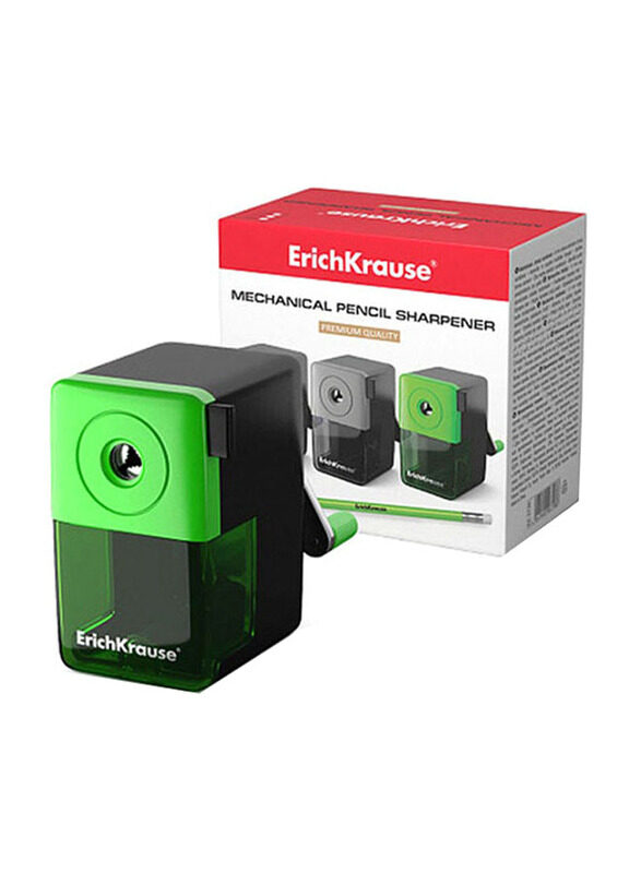 Erich Krause Mechanical Pencil Sharpener with Container Box, Black/Green