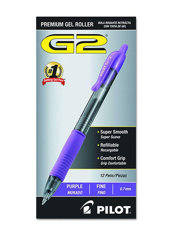 

Pilot 12-Piece G2 Retractable Premium Gel Ink Roller Ball Pen Set, Fine Point, 31029, Purple