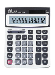 Deli 12-Digit Basic Calculator, NO-1616, White/Black