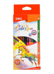 Deli Twin Tip Colouring Pencils Set, 12 Pieces, Multicolour
