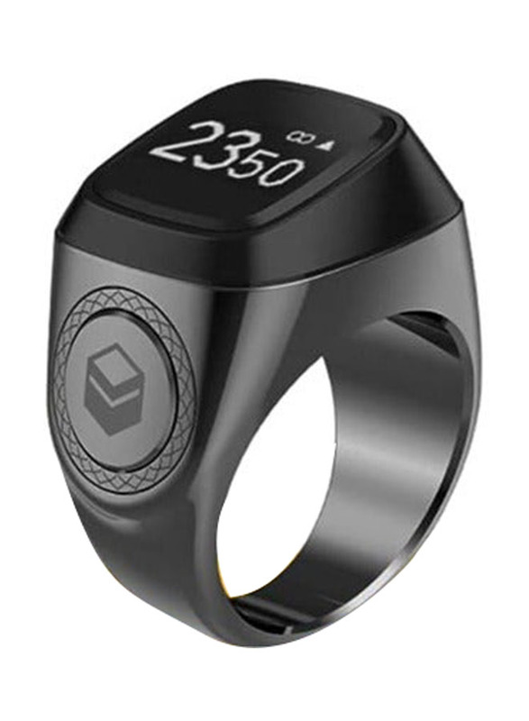 iQibla Tasbih Zikr Metal Smart Ring, 20mm, Graphite