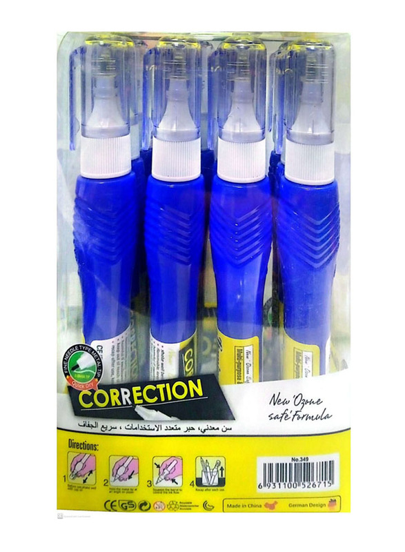 Flamingo 12 x 7ml No. 349 Correction Pen, White/Blue