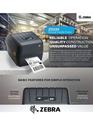 Zebra ZD220 Desktop Barcode Label Printer, Black