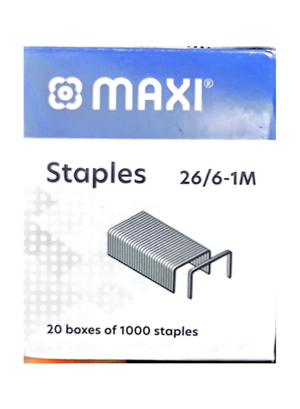 Maxi 26/6-1M Staple Pins, 1000 Pieces, Silver