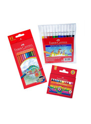 Faber-Castell Colour Pencil With Fibre Tip Pen And Washable Wax Crayons, 1 Piece, Multicolour