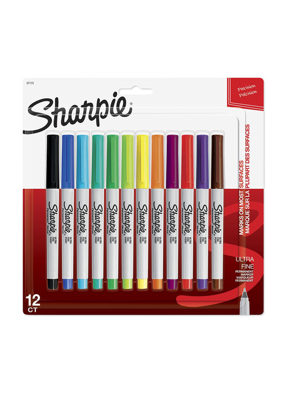 Sharpie 12-Piece Ultra Fine Tip Permanent Marker Set, Multicolour