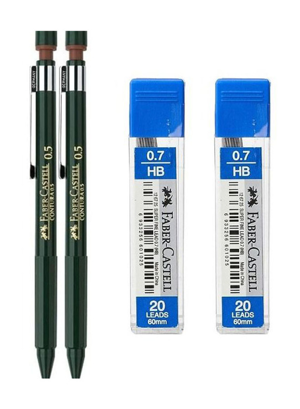 Faber-Castell 2-Piece Contura Mechanical Pencil Set with Leads, 0.7mm, Black