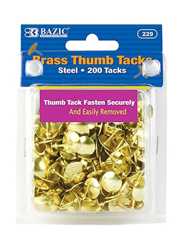 Bazic 200-Piece Thumb Tack, Gold