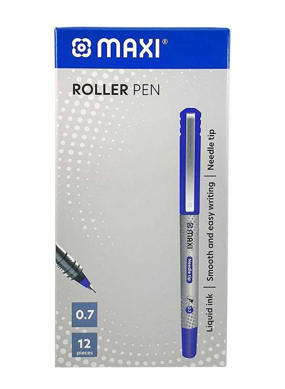 Maxi 12-Piece Roller Pen Set, 0.7mm, Blue