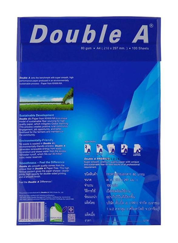 Double A Copy Paper, 500 Sheets, 80 GSM, A4 Size