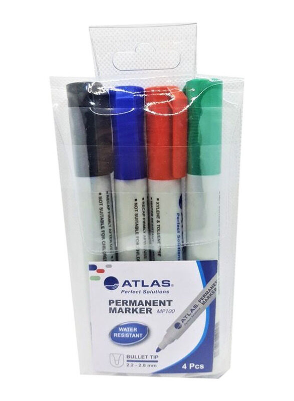 

Atlas 4-Piece Bullet Tip Permanent Marker Set, Multicolour