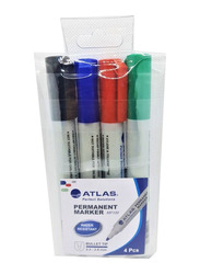Atlas 4-Piece Bullet Tip Permanent Marker Set, Multicolour