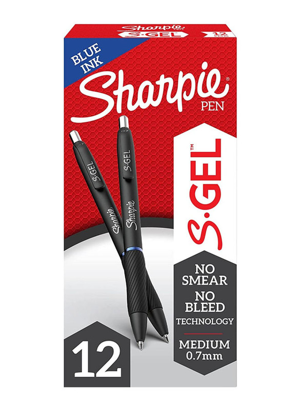 Sharpie 12-Piece 0.7mm S.Gel Retractable Pen, Blue
