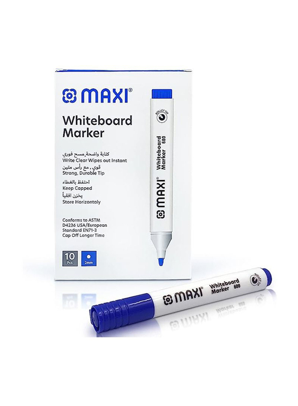 Maxi 10-Piece Whiteboard Marker Set, Blue