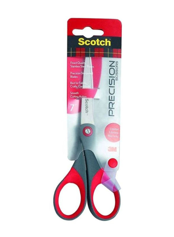 3M Scotch Precision Scissor, Red/Grey/Silver