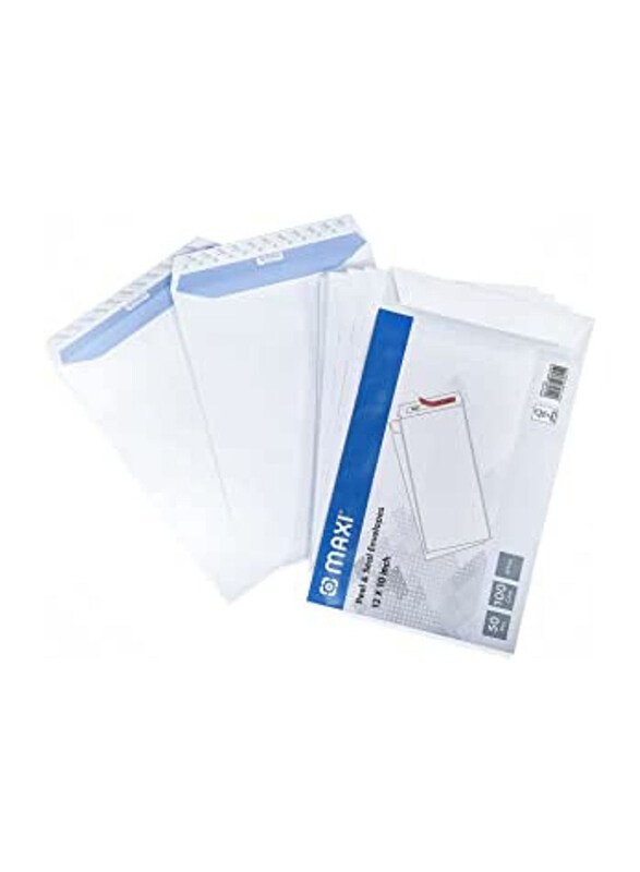 

Maxi 50-Piece Maxi Peel & Seal Envelopes, 12 x 10 Inch, 100 GSM