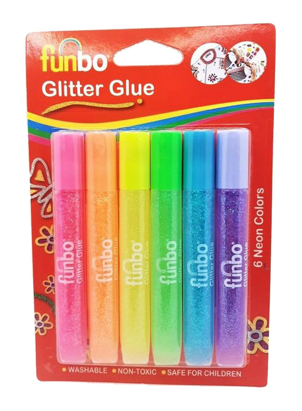 Funbo Glitter Glue, 6 Pieces, Multicolour