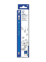 Staedtler 12-Piece Norica Rubber Tip 2HB Pencil Set, Blue