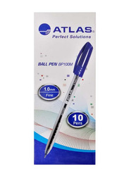 Atlas 10-Piece Fine Ballpoint Pen Set, 1.0mm, Blue
