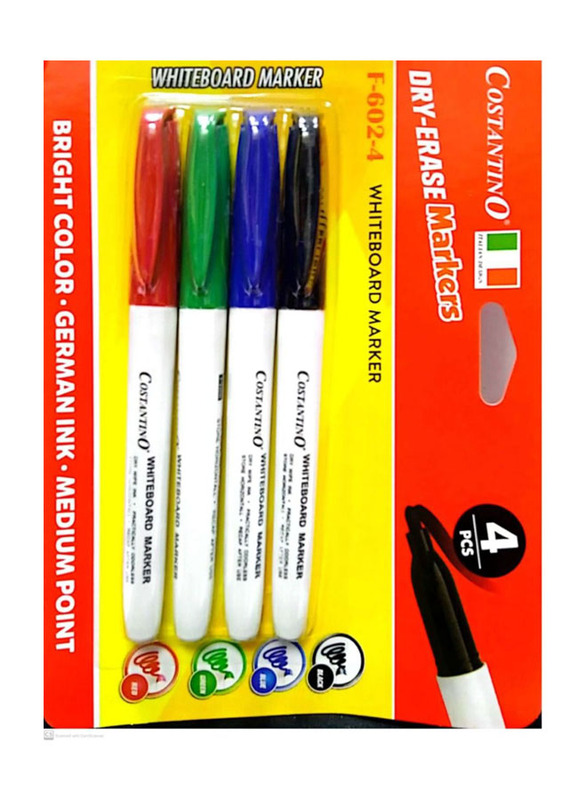 Costantino 4-Piece Dry Erase Markers, Multicolour
