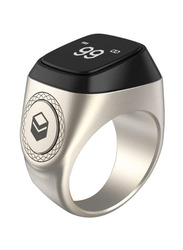 iQibla Tasbih Zikr Tally Counter Waterproof Smart Ring, 18mm, Silver