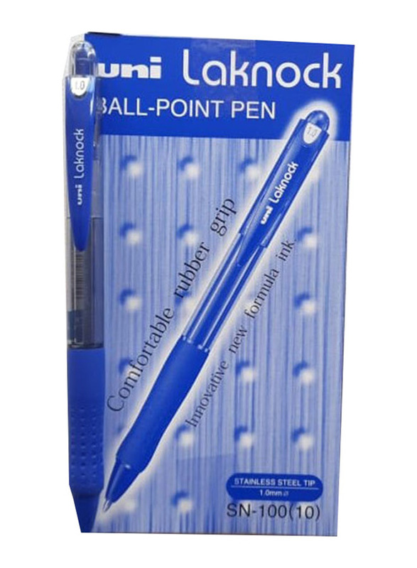Uniball 12-Piece Laknock Ballpoint Pen, 1.0mm, Blue