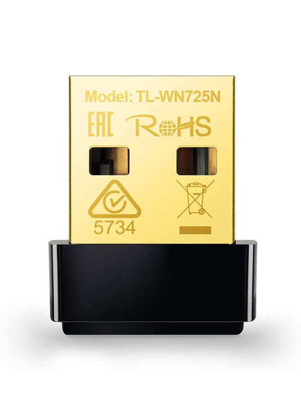 TP-Link TL-WN725N 150Mbps Nano USB 2.0 Wi-Fi Adapter, Gold/Black