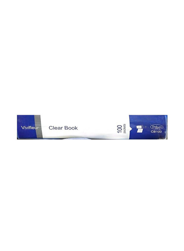 Deluxe 100 Pocket A4 Size Clear Book, Blue