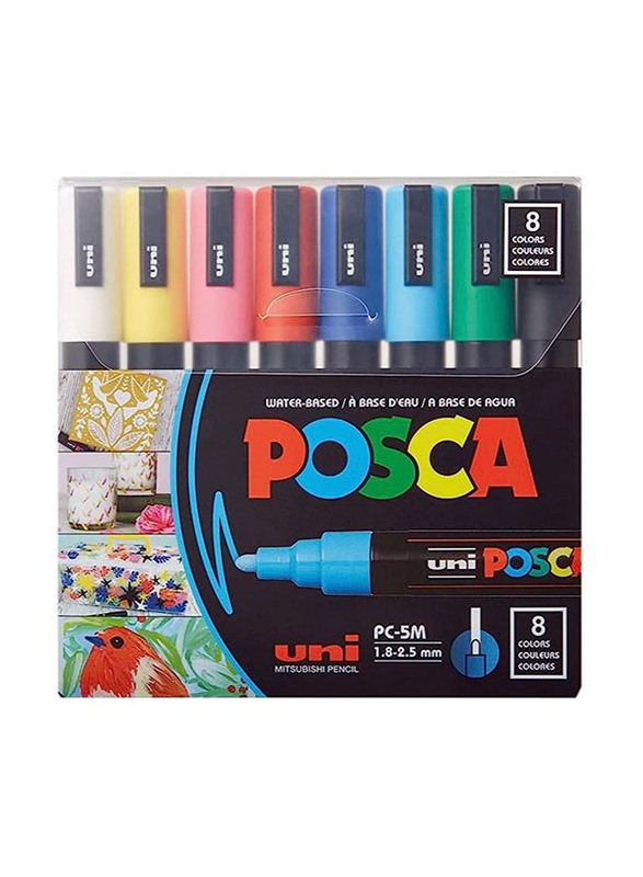 Posca Paint Marker Pen, 1.8-2.5mm, 8 Pieces, Multicolour