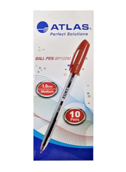 Atlas 10-Piece Fine Ballpoint Pen Set, 1.0mm, Red