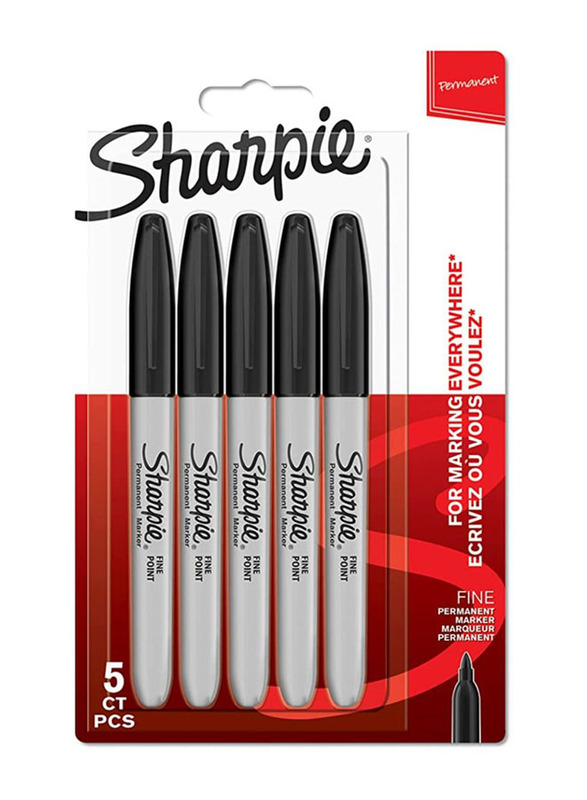 Sharpie 5-Piece Fine Tip Permanent Markers Set, Black