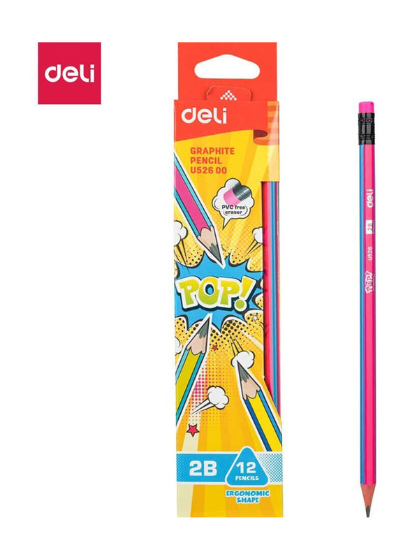 Deli 12-Piece HB Graphite Pencil Set, Multicolour