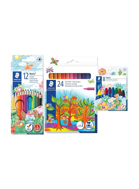 Staedtler Noris Colour Pencil with Fibre Tip Pen & Crayons Set, Multicolour