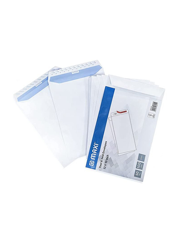 Maxi 50-Piece Peel & Seal Envelopes, 12 x 10 Inch, A4 Size