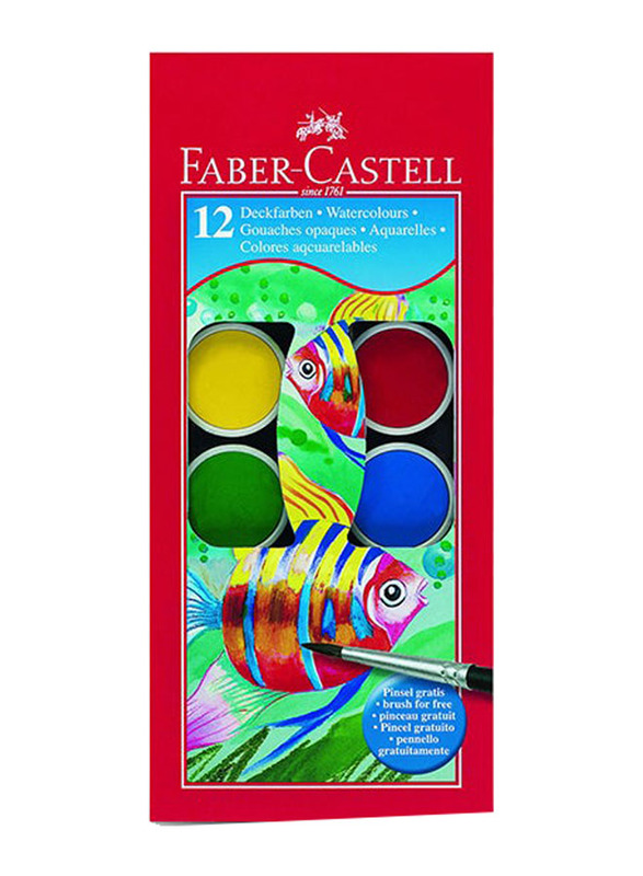 Faber-Castell Watercolour with Brush Set, 12 Pieces, Multicolour