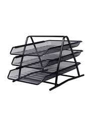 3-Tier Stationery Metal Tray, Black